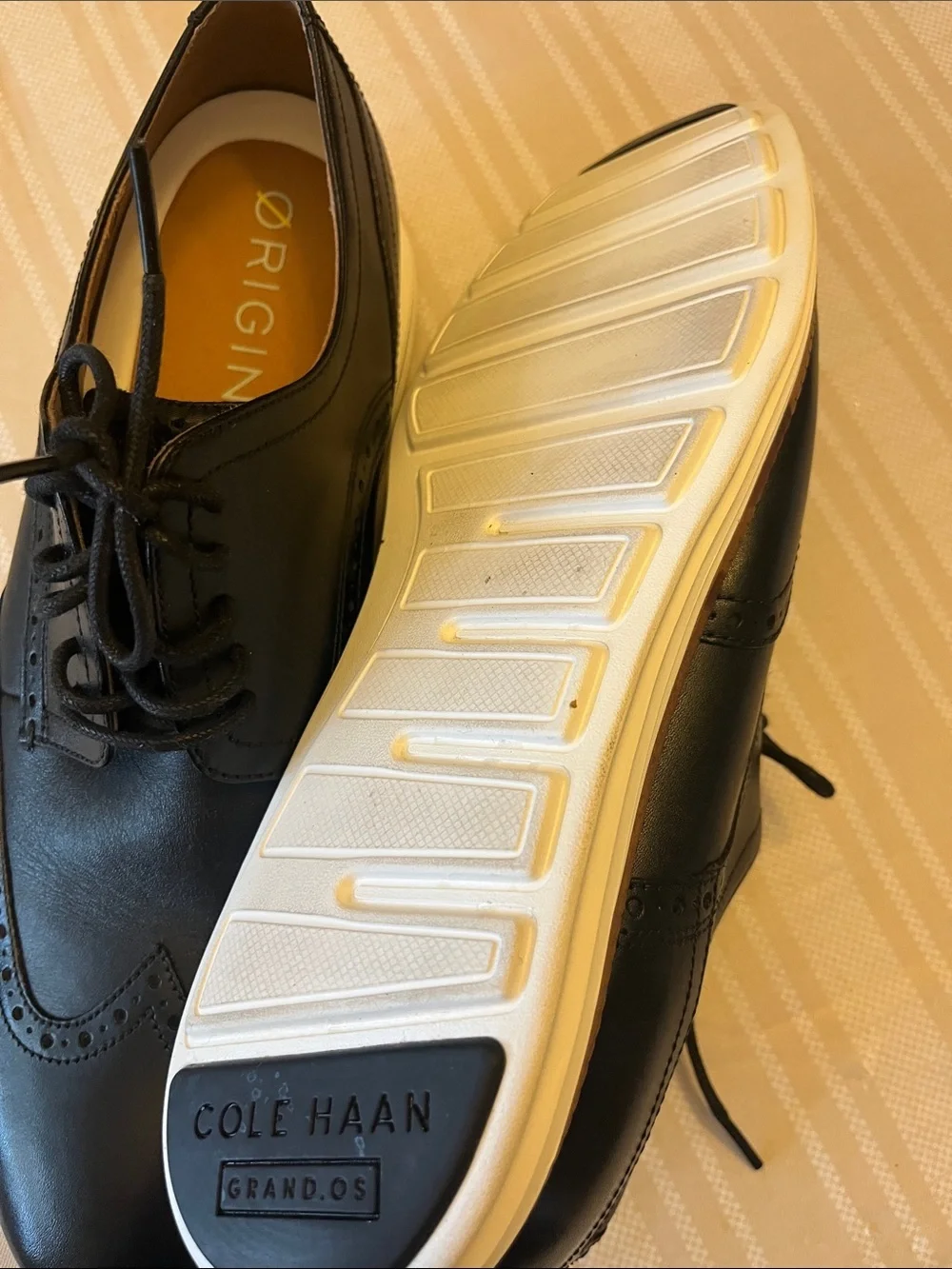 Cole Haan Black Leather Wingtip Derby Oxfords